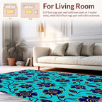 Blue Floral Vine Pattern Rug