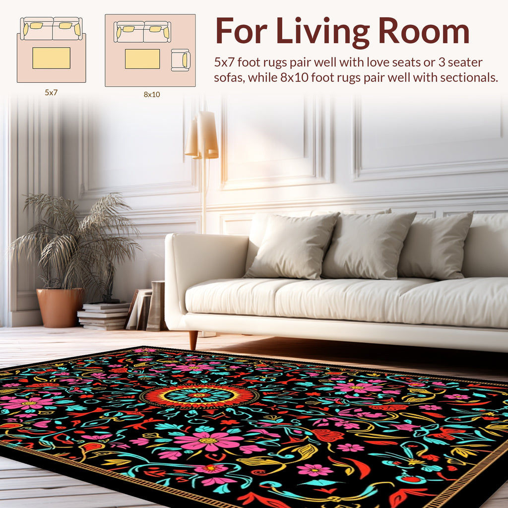 Radiant Mandala Floral Pattern Rug