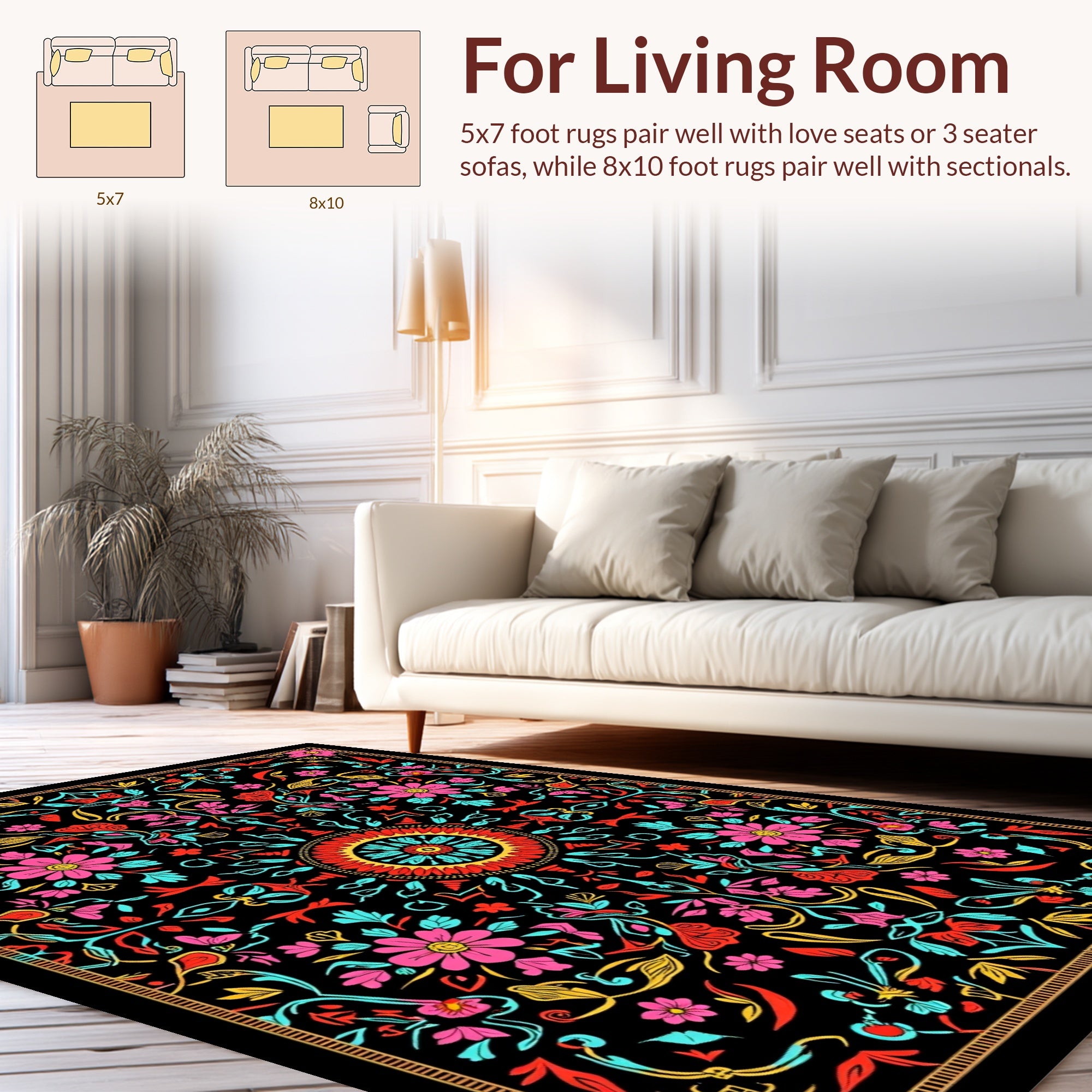 Radiant Mandala Floral Pattern Rug