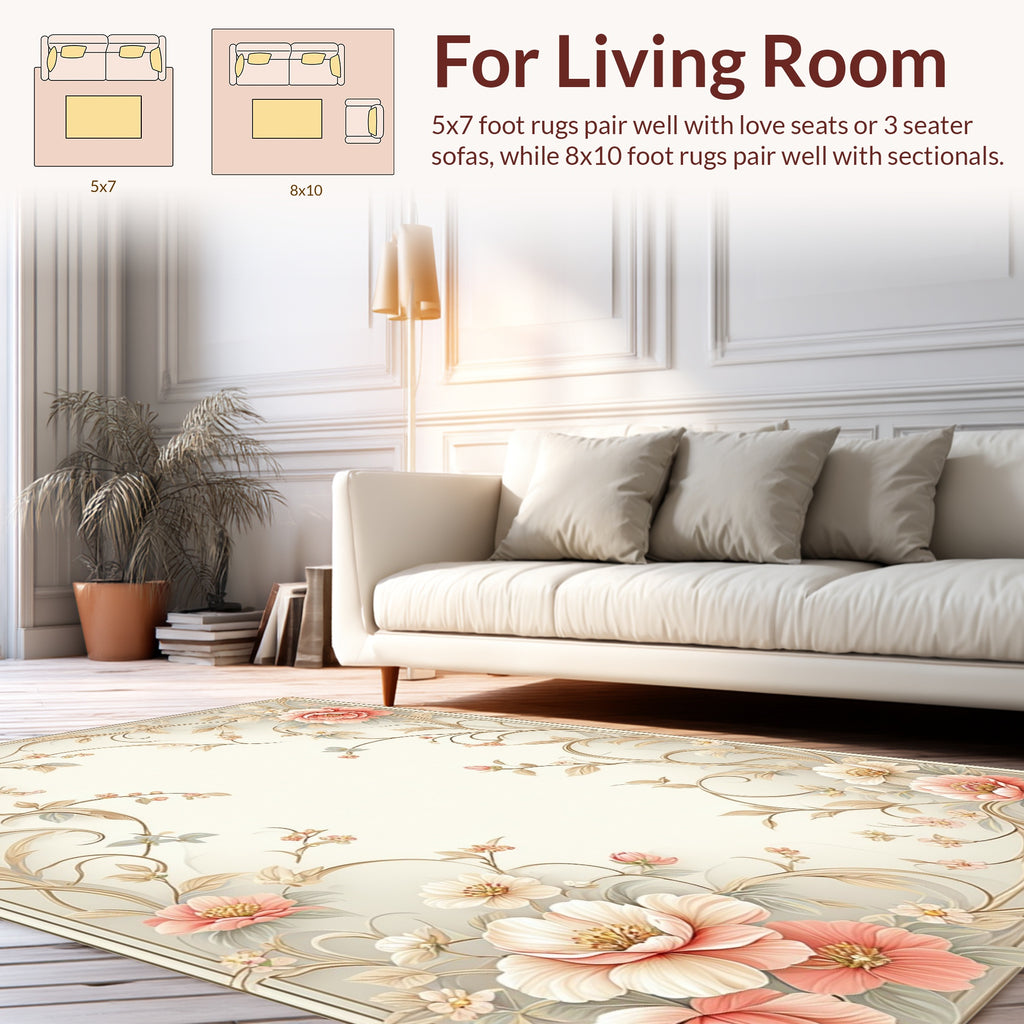 Delicate Floral Vine Pattern Rug
