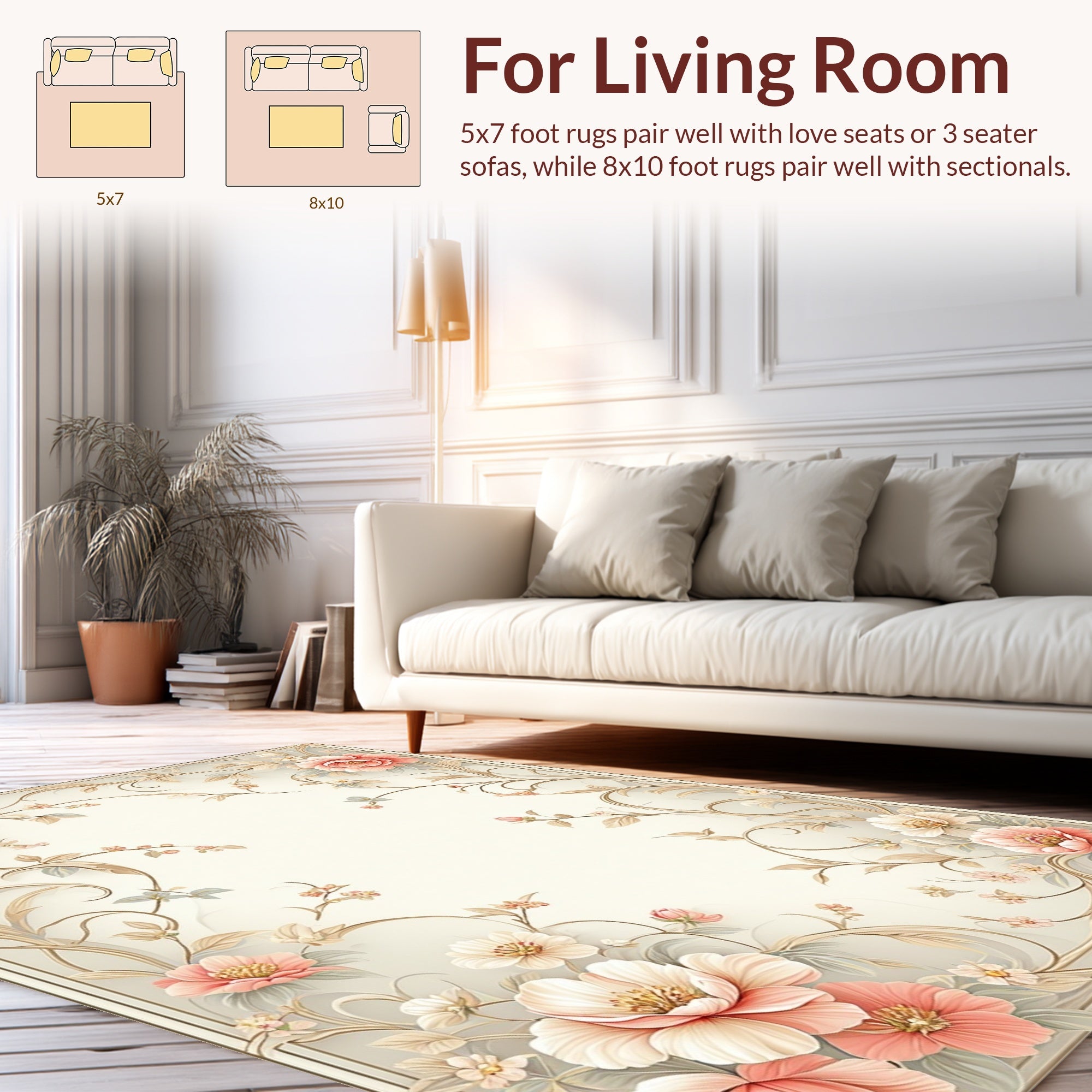 Delicate Floral Vine Pattern Rug