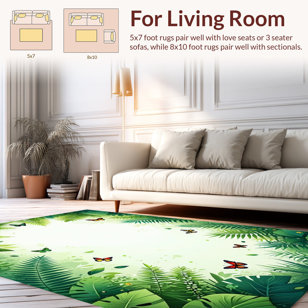 Lush Jungle Butterflies Design Rug