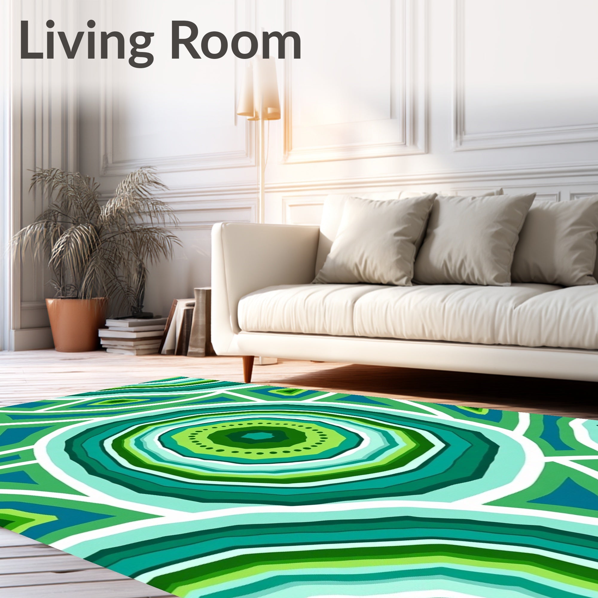 Emerald Green Agate Concentric Rings Rug