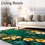Lush Tropical Floral Botanical Design Rug