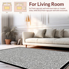 Bold Black 2-Tone Swirl Maze Pattern Rug