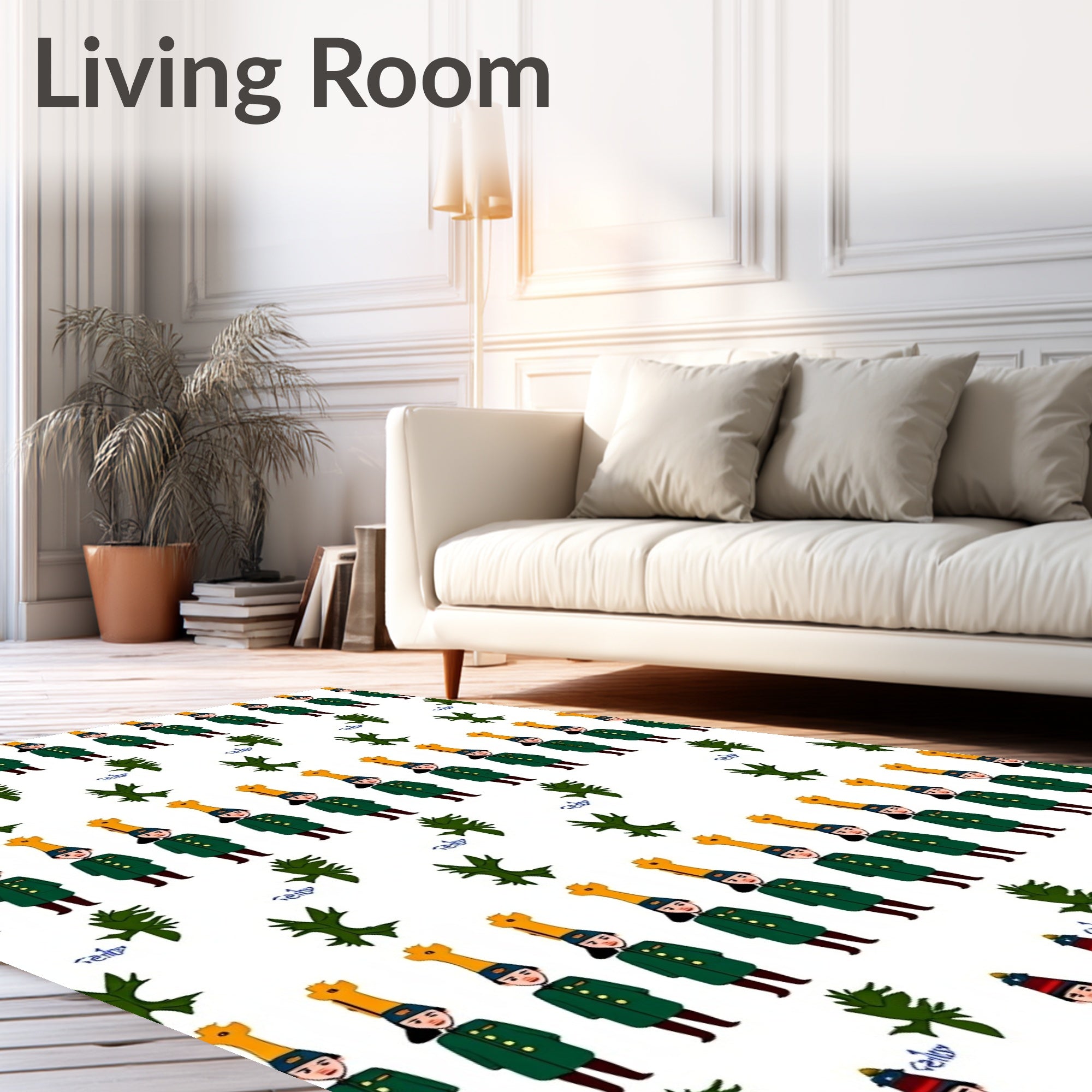 Soldiers and Green Leaves Repeating Pattern Rug