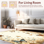 Elegant Butterfly and Floral Whimsical Pattern Rug
