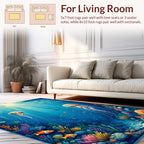 Underwater Jellyfish Coral Reef Scene Rug