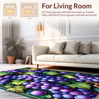 Vibrant Purple Grapes Botanical Pattern Rug