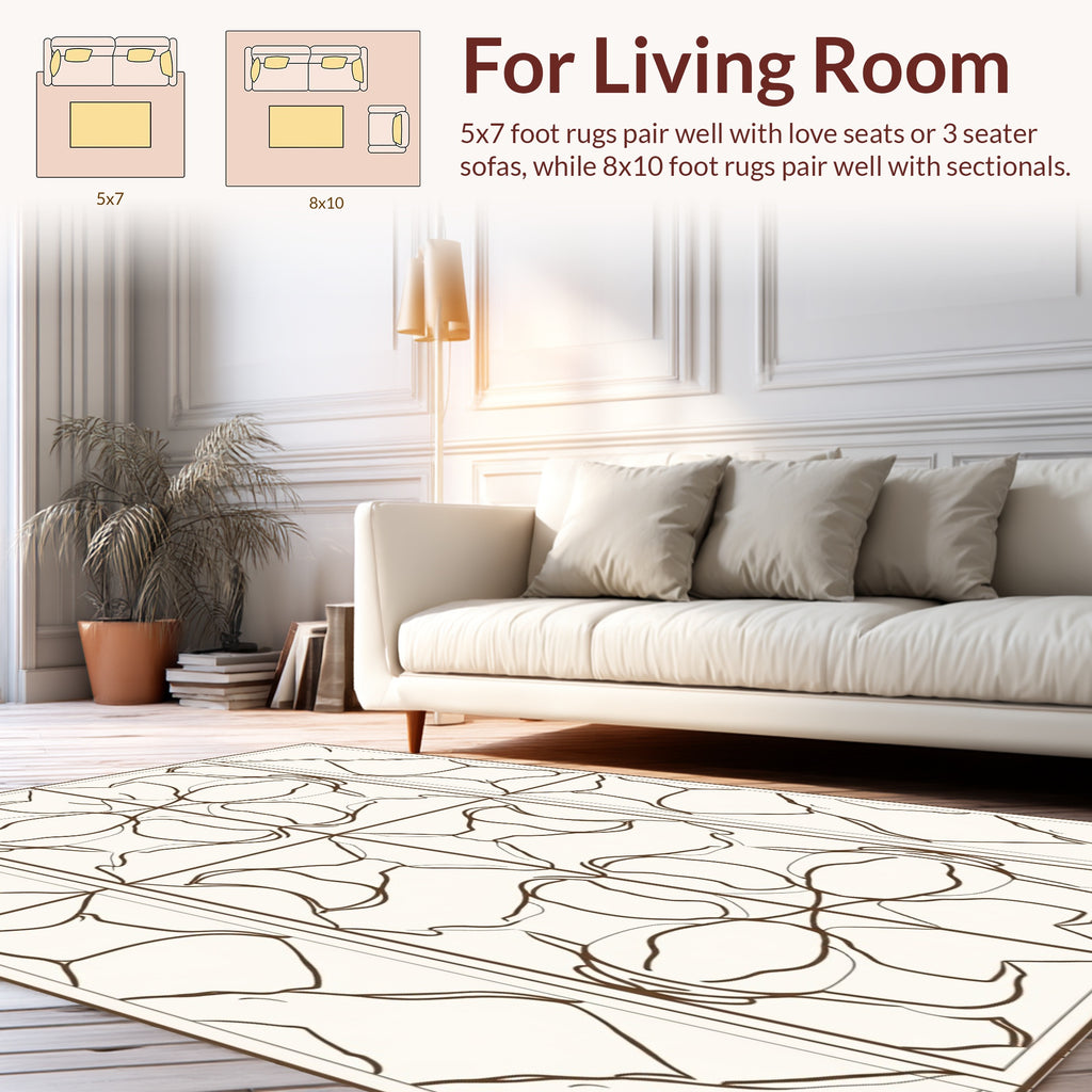 Organic Abstract Symmetric Brown Design Rug