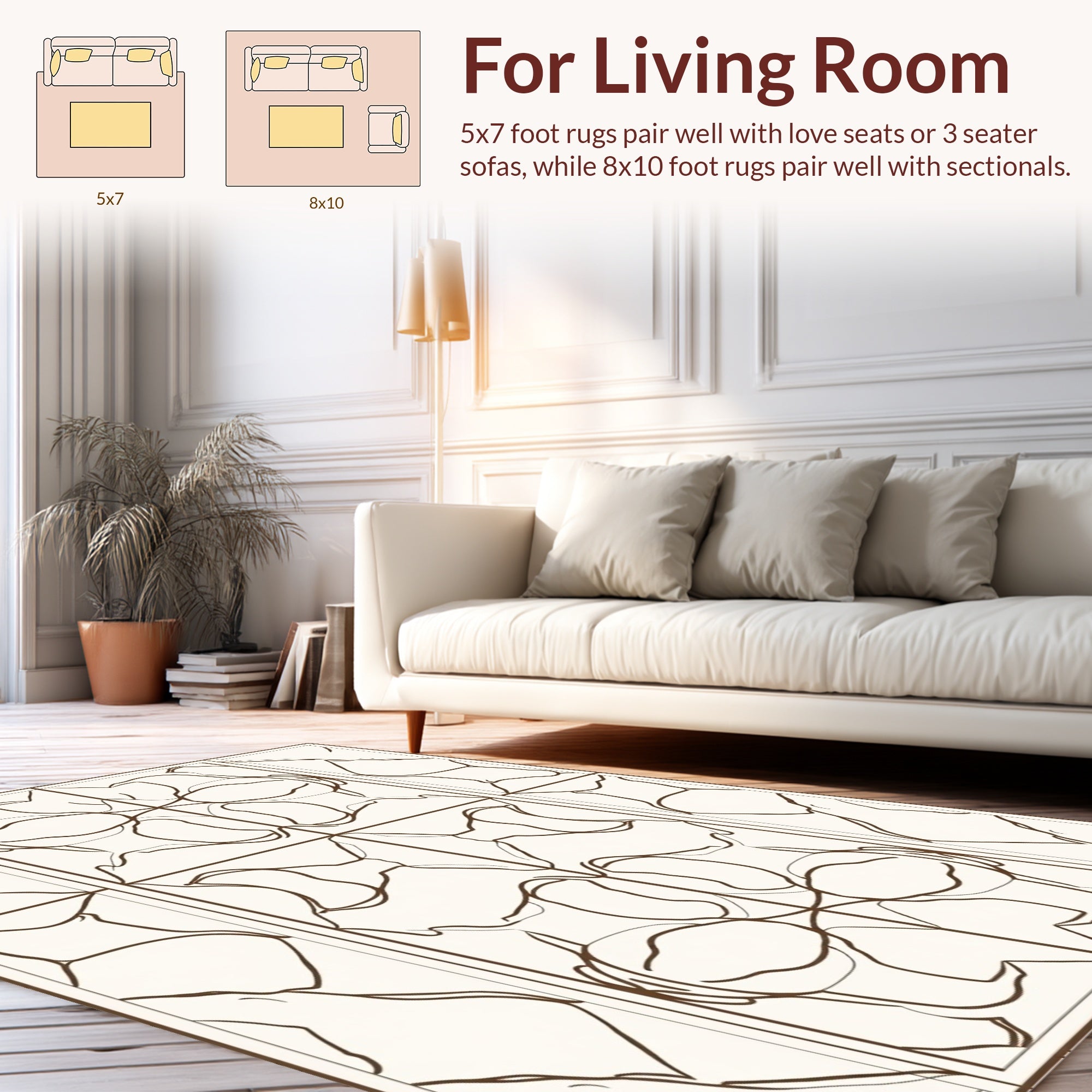 Organic Abstract Symmetric Brown Design Rug