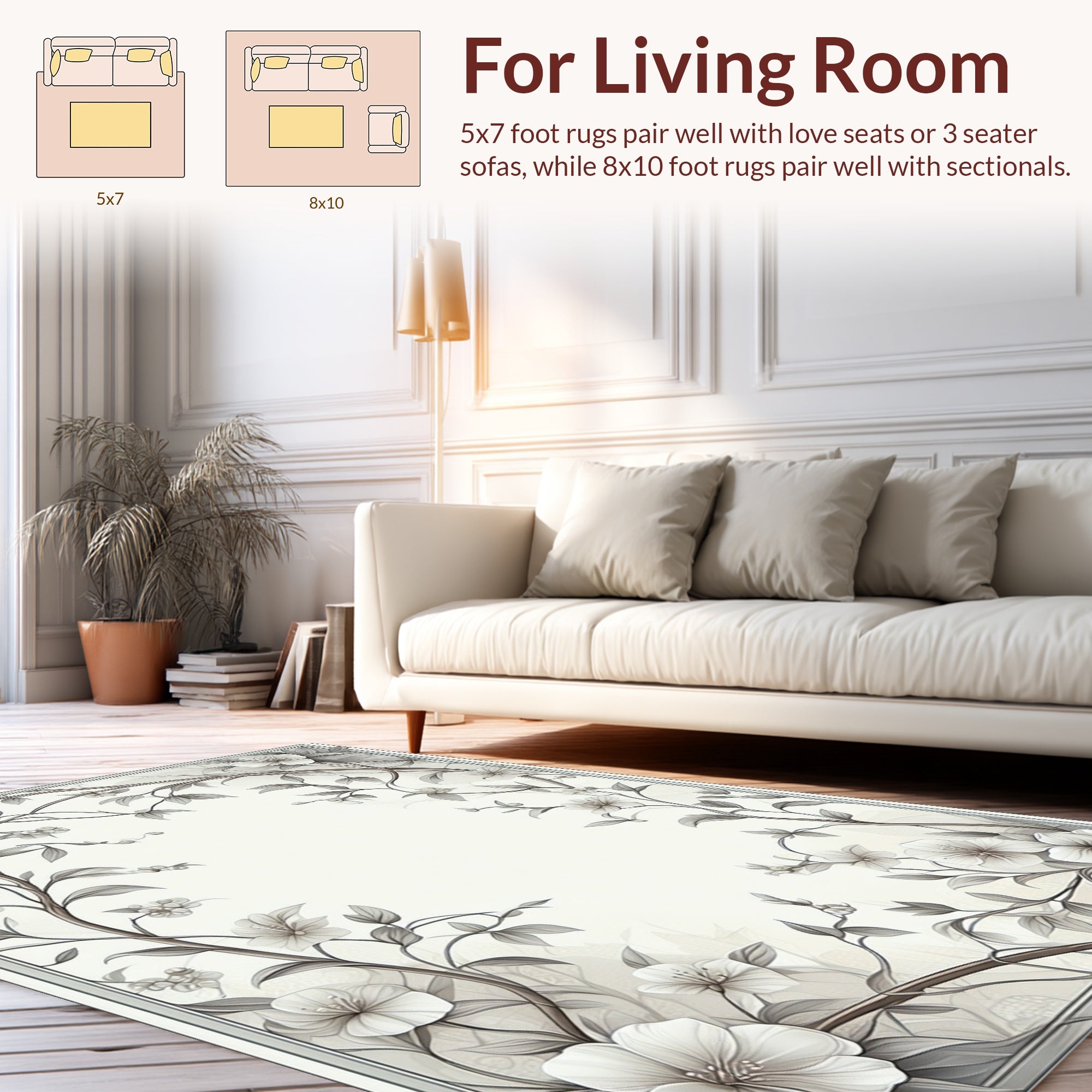 Elegant Floral Vine Patterned Rug