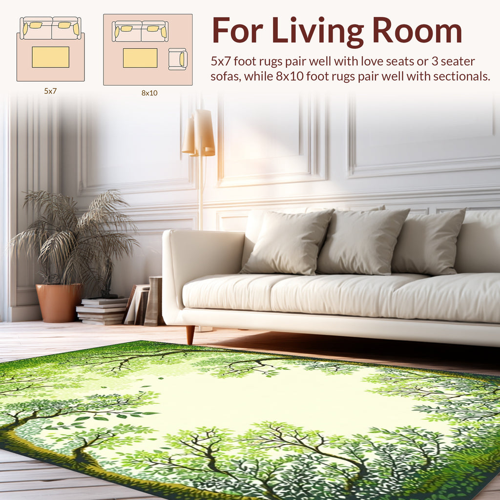 Lush Green Forest Canopy Rug