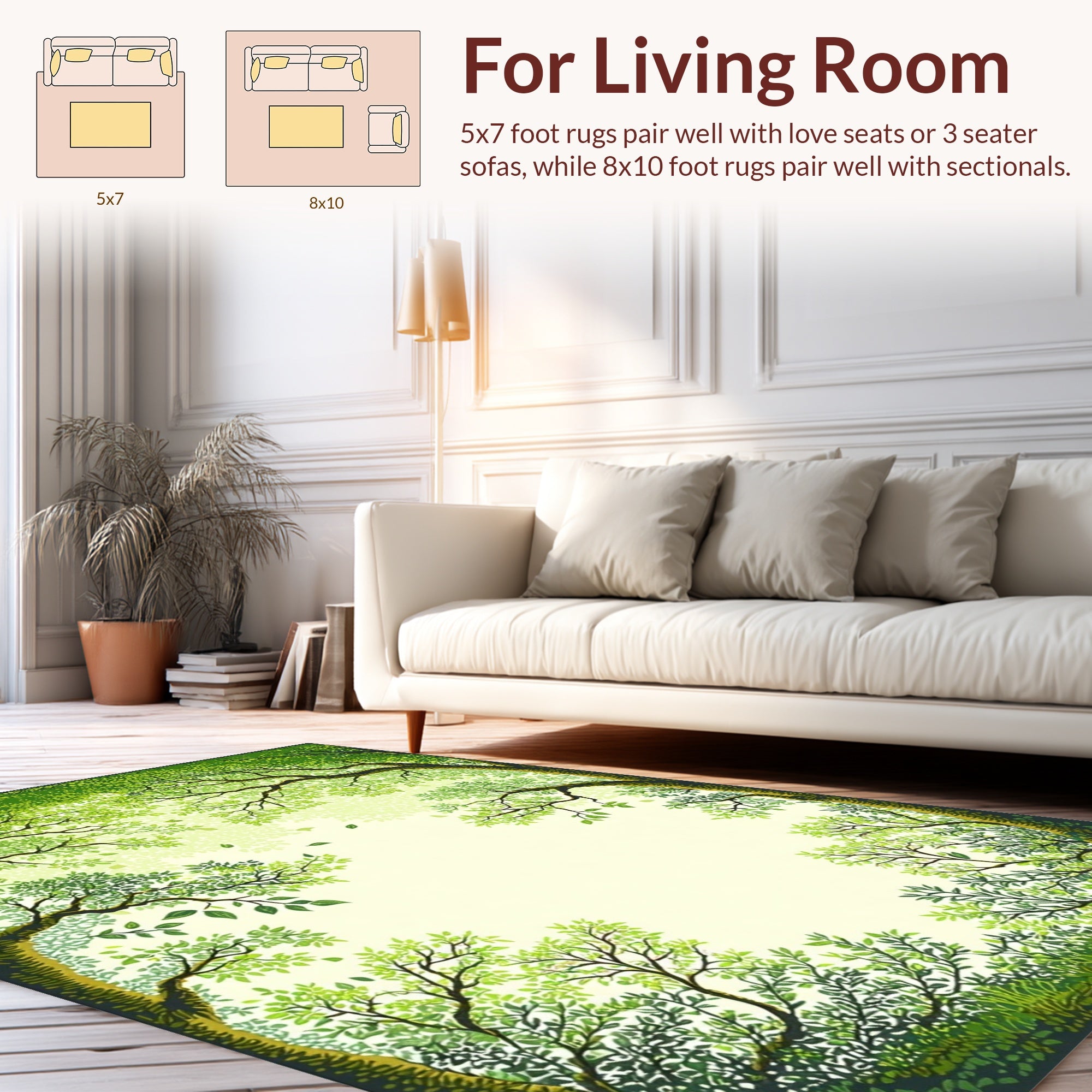 Lush Green Forest Canopy Rug