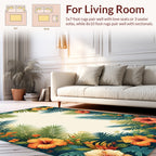 Tropical Floral And Palm Leaf Design Rug