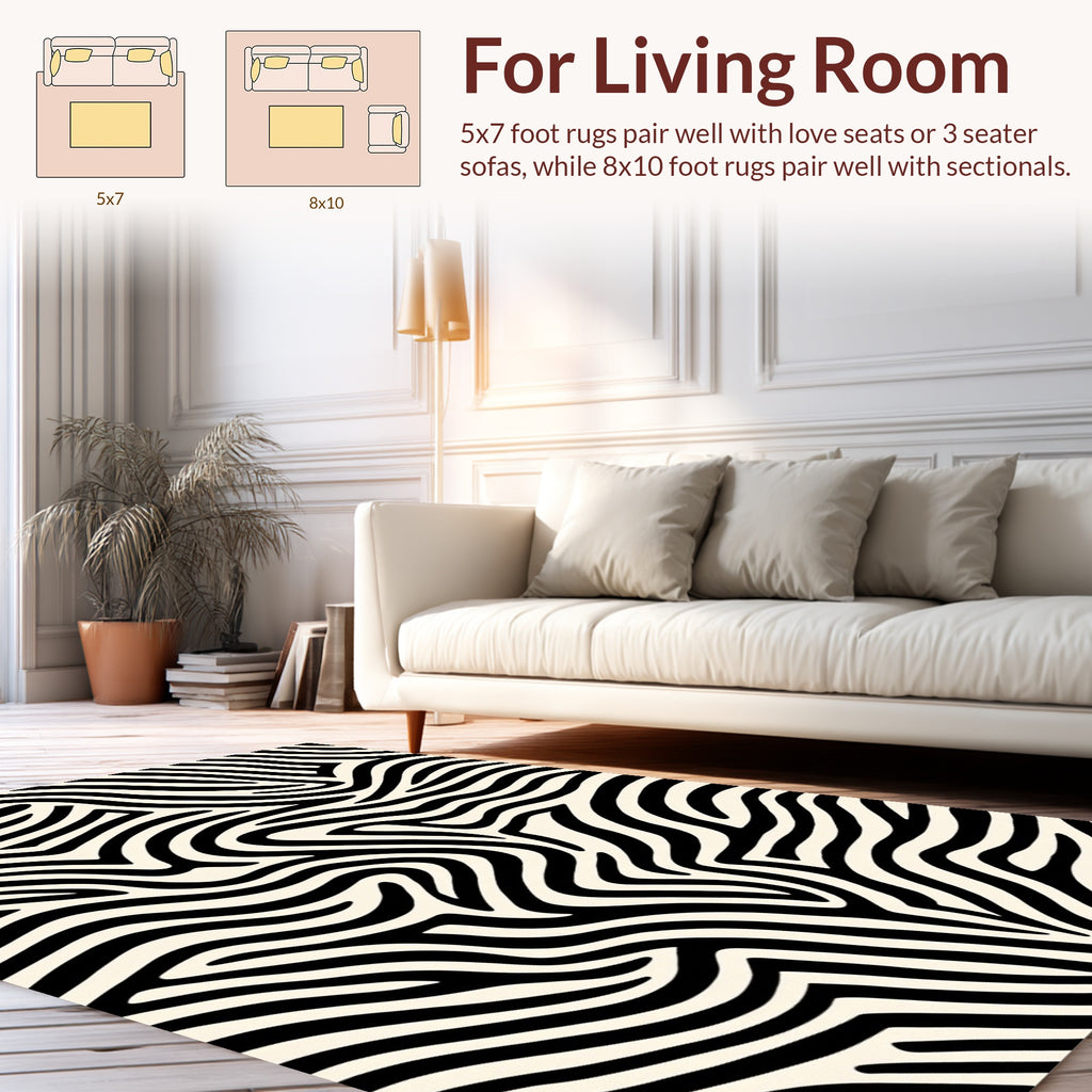 Bold Black White Animal Print Rug