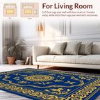 Ornate Golden Sunburst Mandala Rug