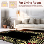 Ornate Flourish Red Gold Border Rug