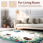Whimsical Butterflies and Floral Garden Design Rug
