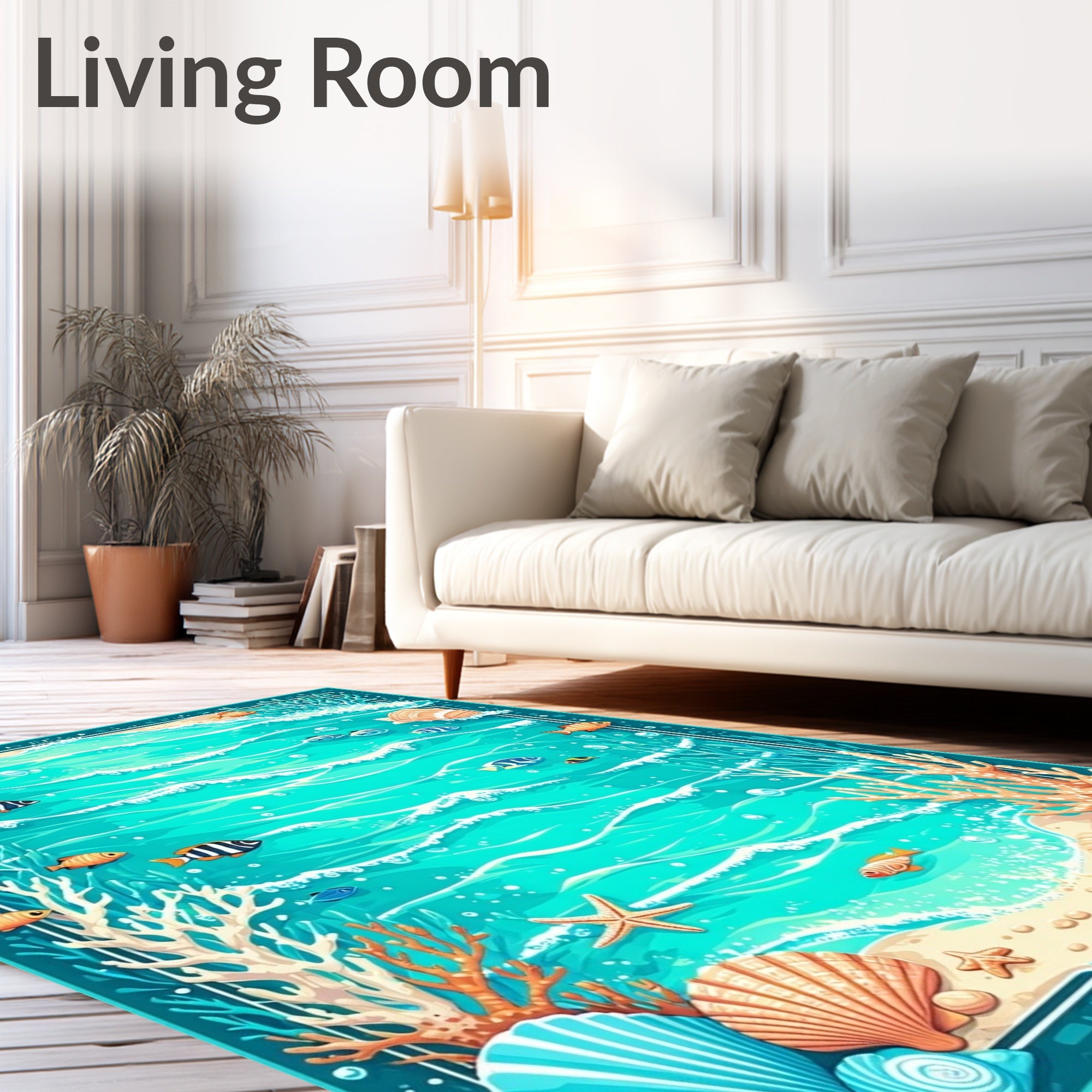 Undersea Life Wave Pattern Rug