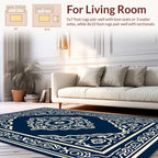 Ornate Blue Cream Medallion Rug
