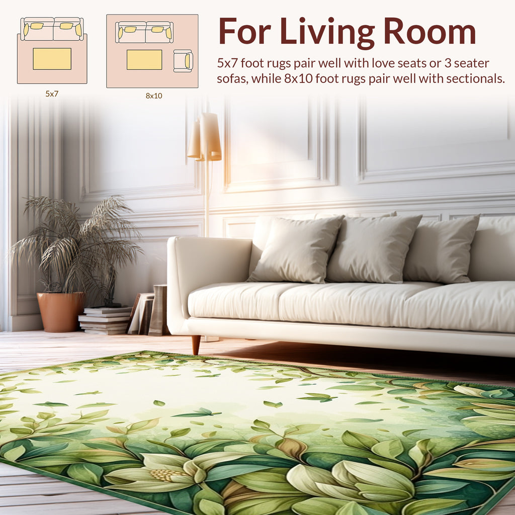 Enchanting Greenery Floral Garden Rug