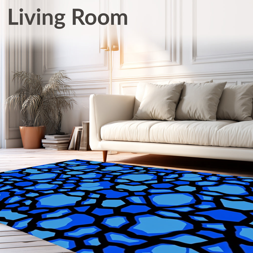 Deep Blue Geometric Organic Overlay Rug