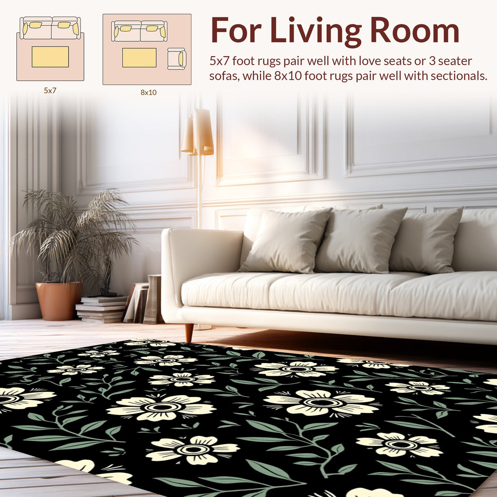 Cream Floral Vine Pattern Rug