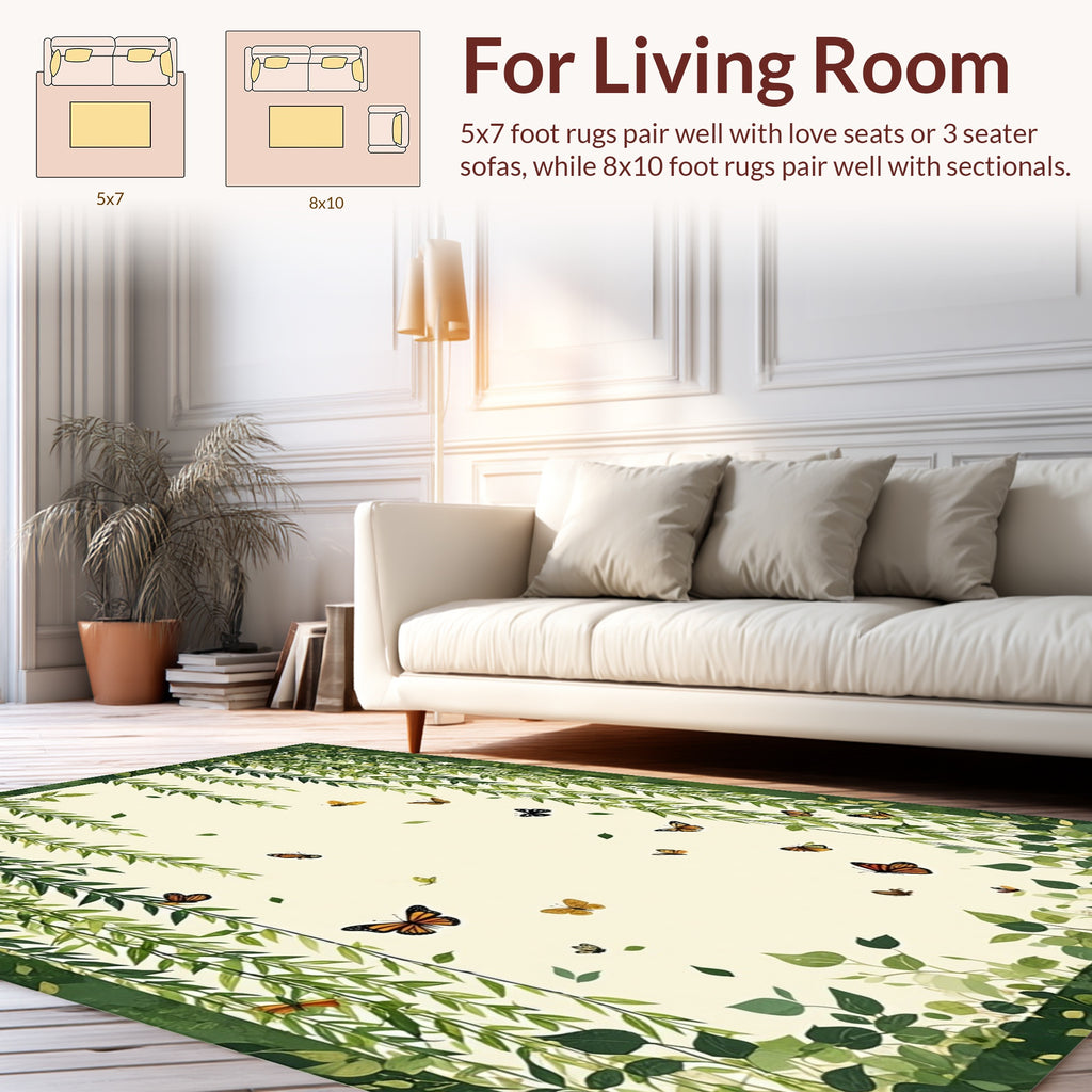 Whimsical Willow Branches Butterfly Pattern Rug