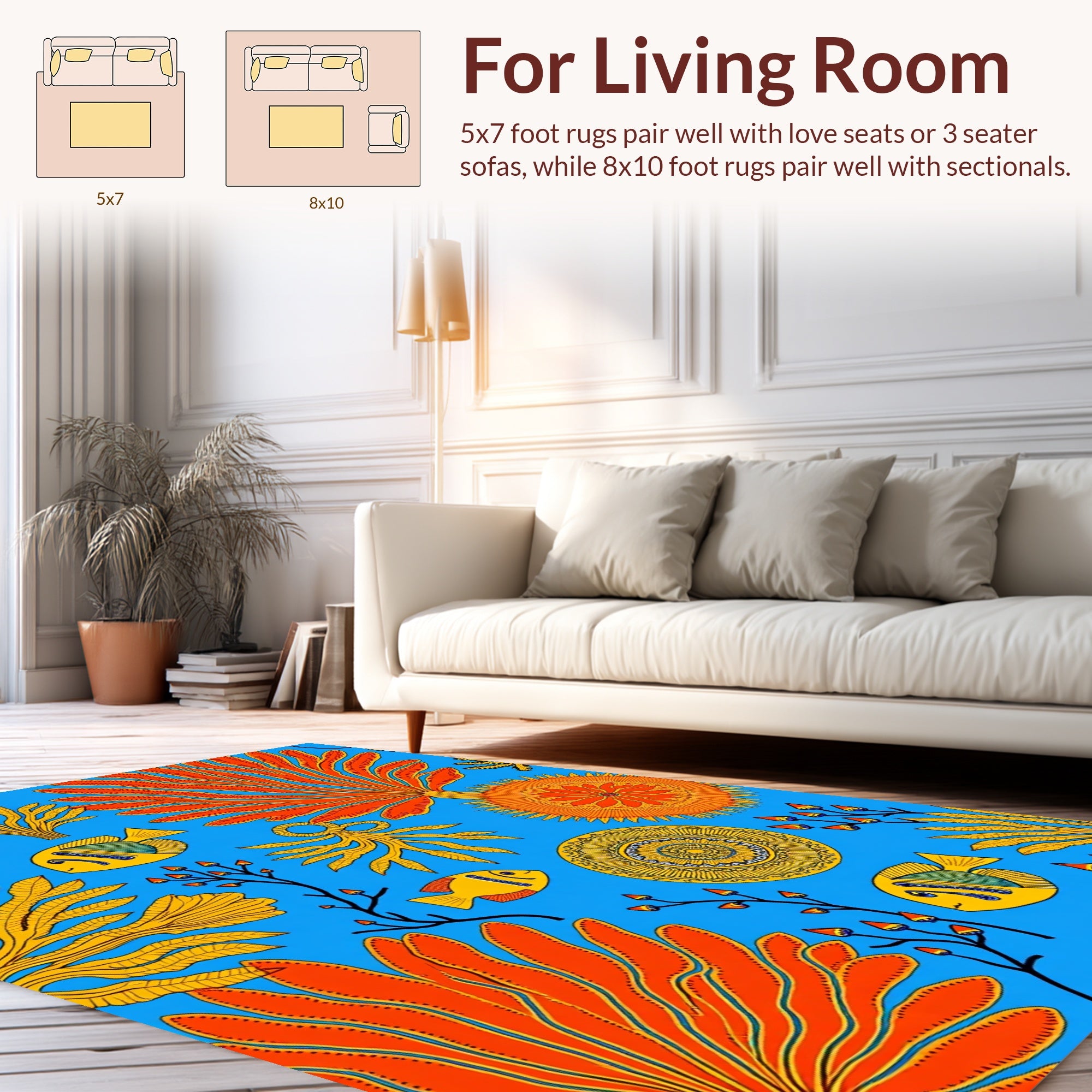 Vibrant Coral Fish Pattern Rug