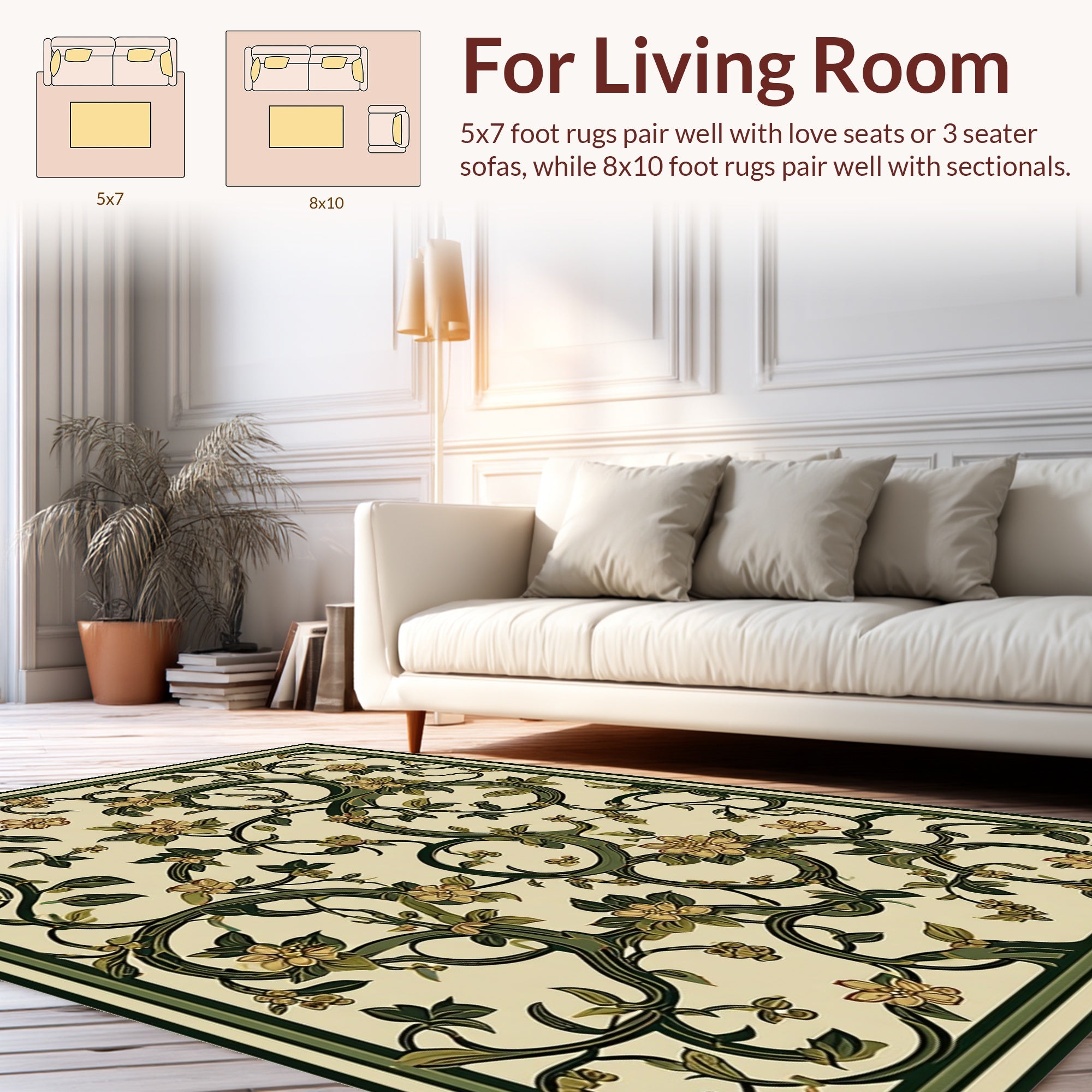 Art Nouveau Floral Vine Pattern Rug