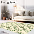 Cream Green Stylized Floral Arrangement Rug