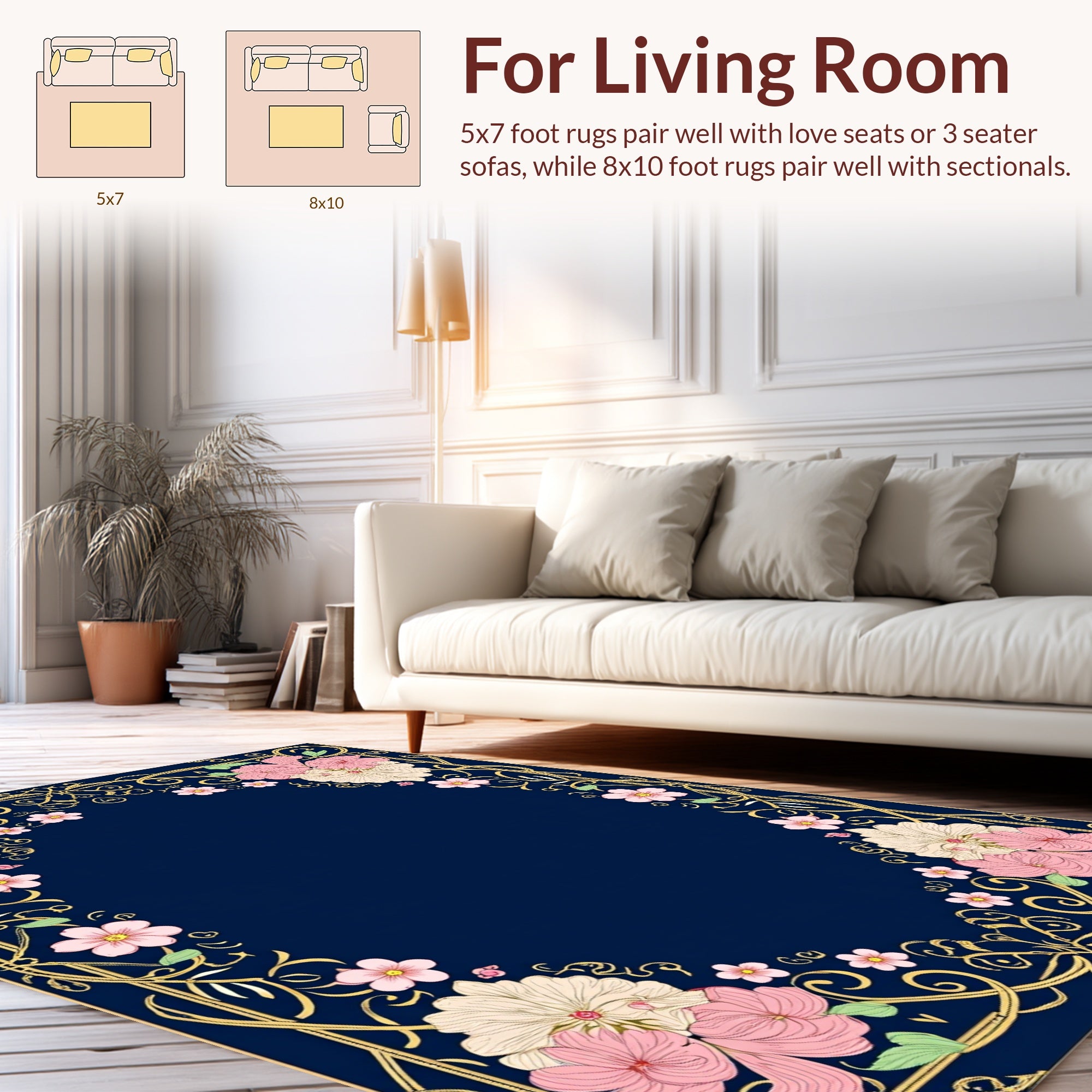 Floral Vines with Gold Accents Rug