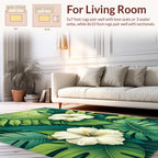 White Hibiscus Tropical Jungle Botanical Rug