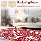 Elegant Red Floral Mandala Design Rug