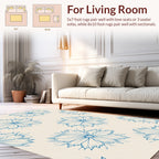 Delicate Blue Floral Outline Rug