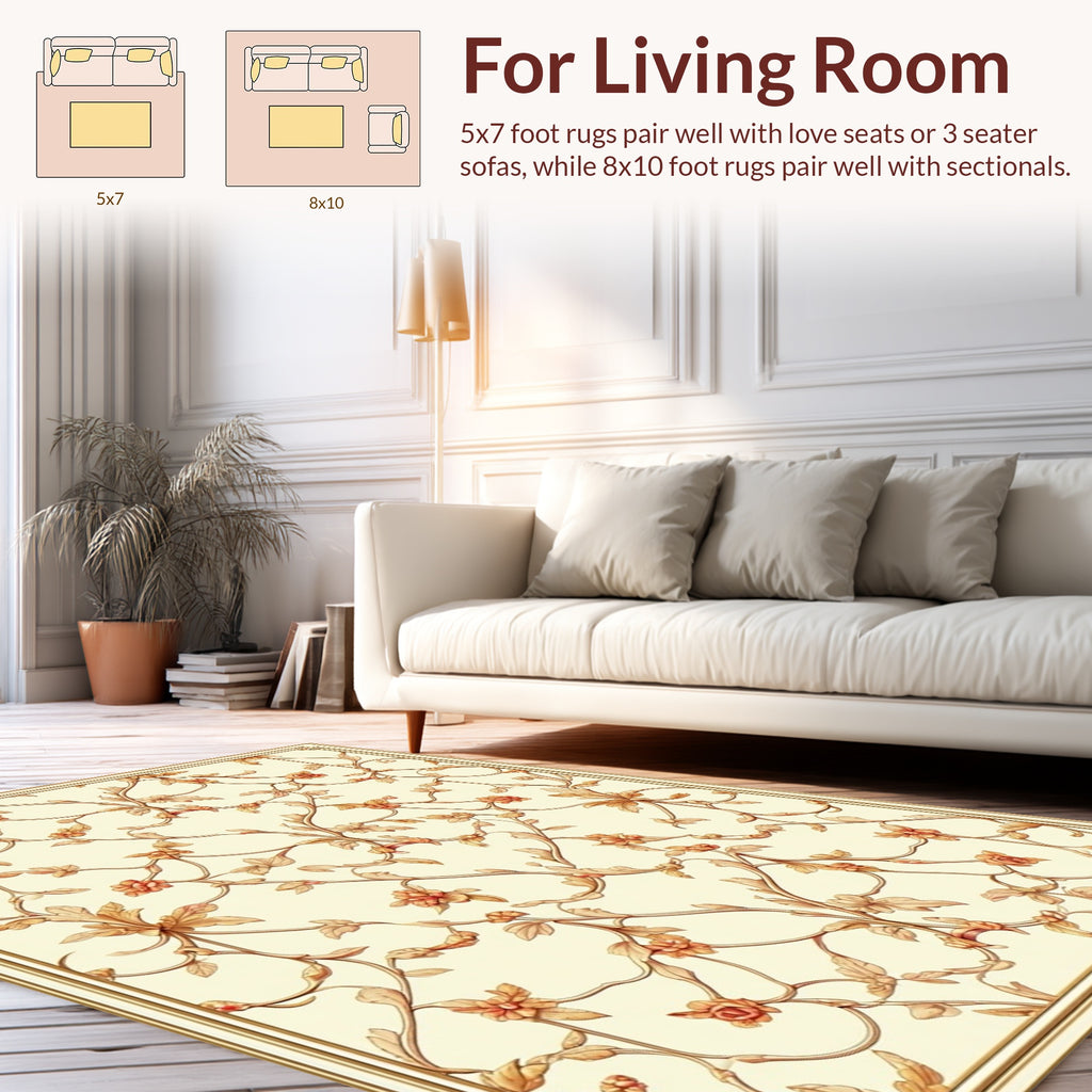 Ornate Floral Vine Pattern Rug