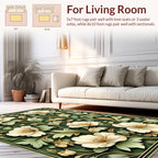 Elegant Off White Floral Vine Pattern Rug