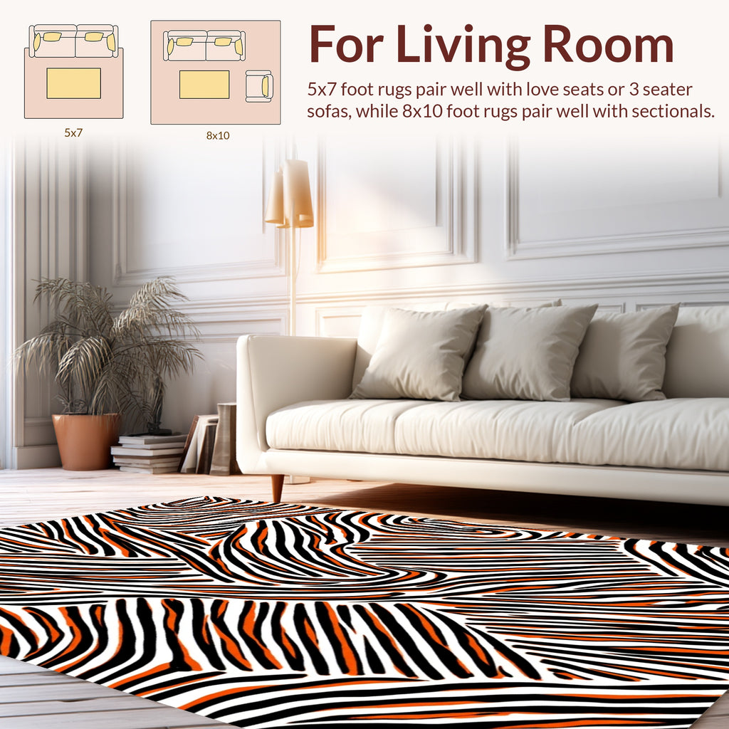 Bold Orange Zebra Stripe Pattern Rug