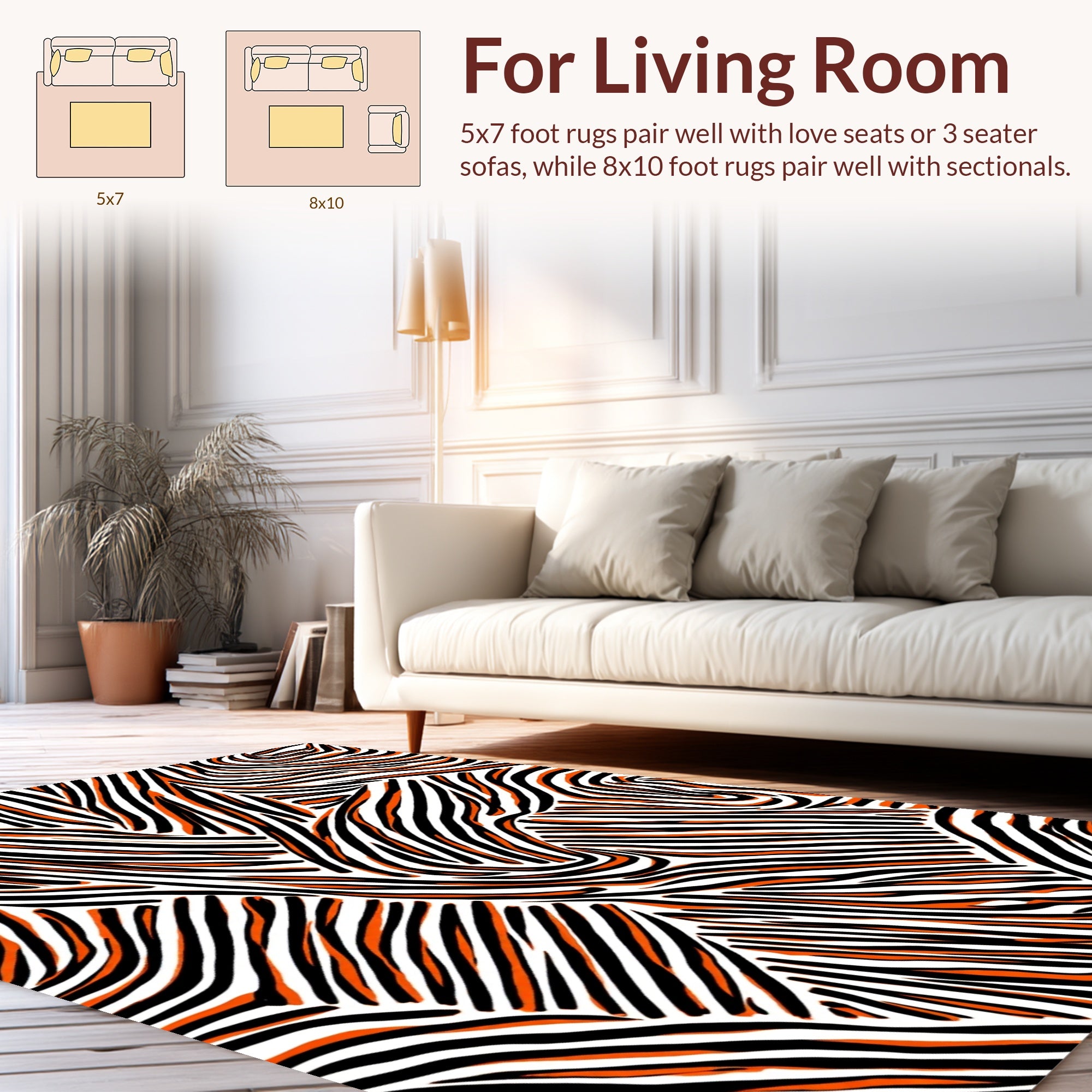 Bold Orange Zebra Stripe Pattern Rug