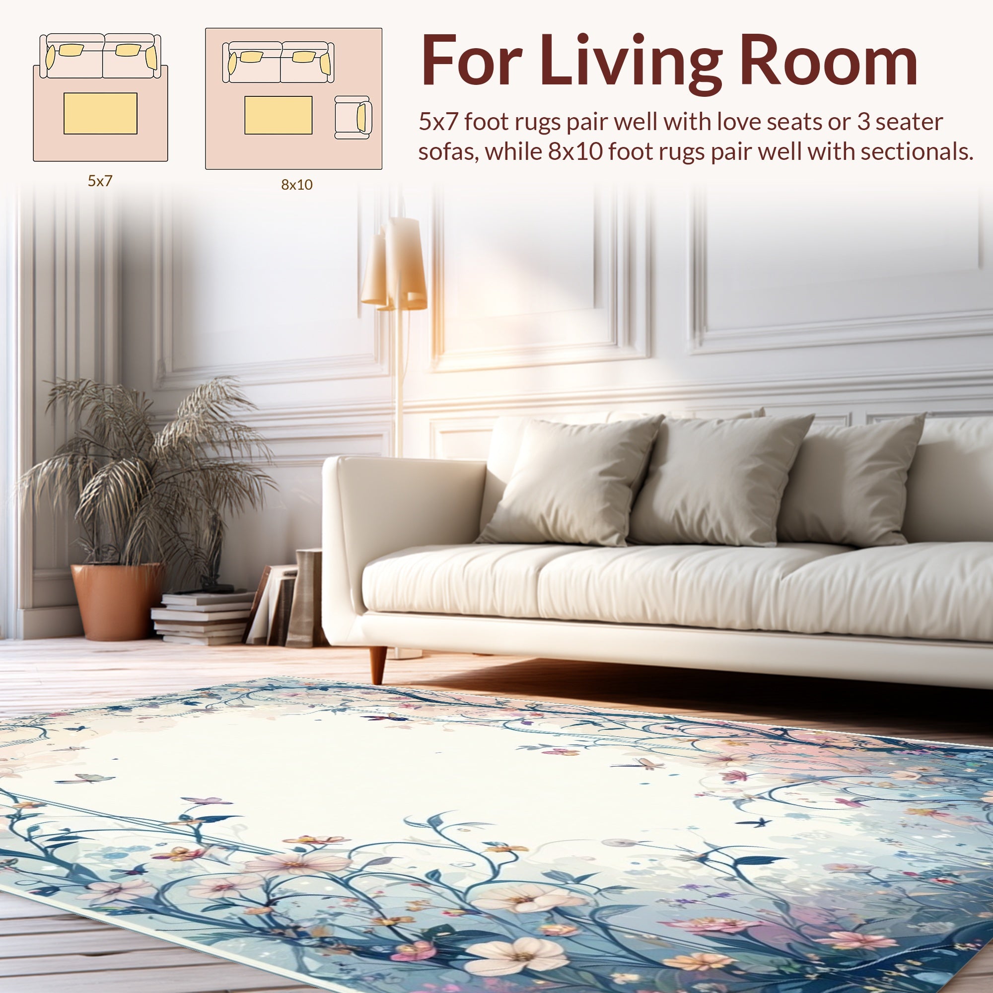 Whimsical Floral Vines With Butterflies Rug