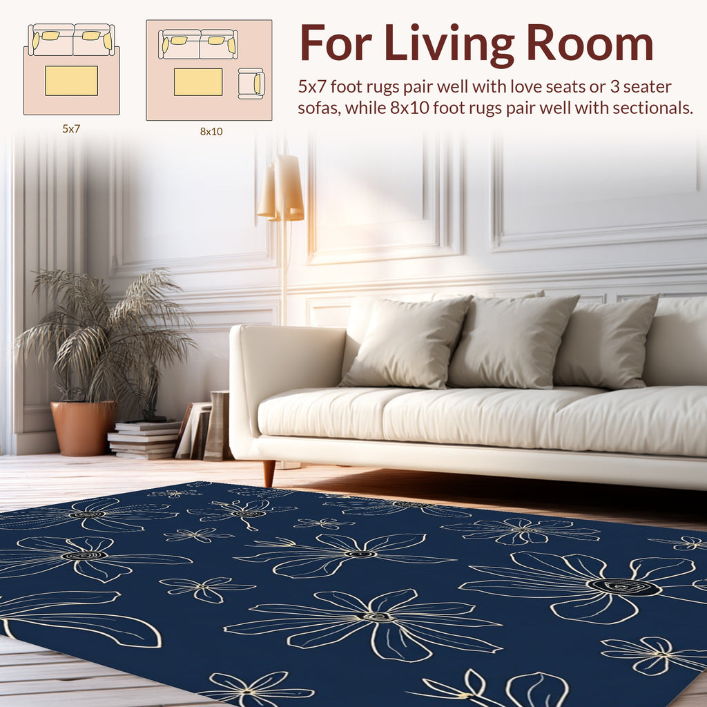 Whimsical Flowers Outline Pattern Rug