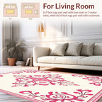 Pink Floral Scrollwork Medallion Pattern Rug