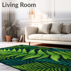 Lush Green Fern Leaf Pattern Rug