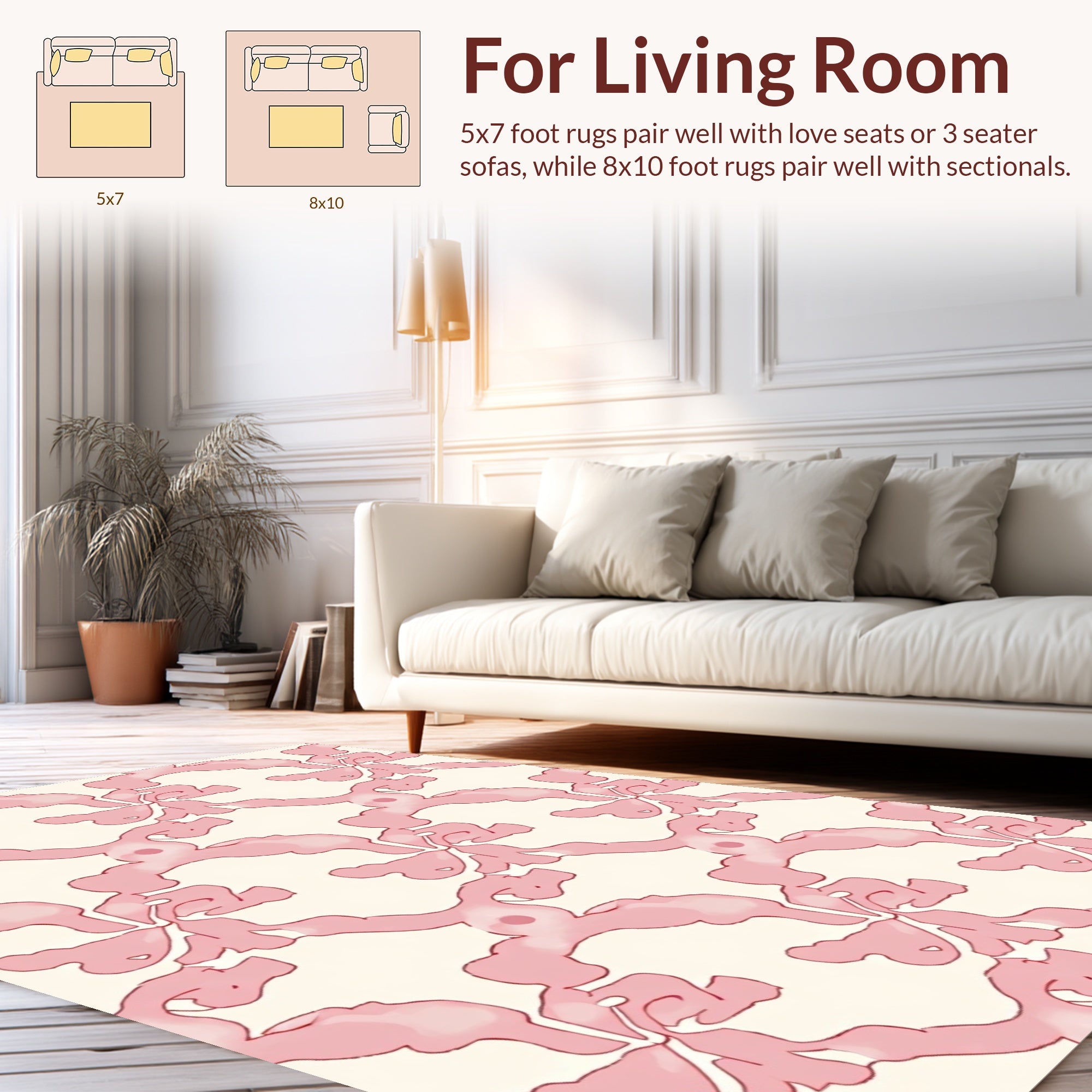 Soft Pink Organic Art Nouveau Pattern Rug