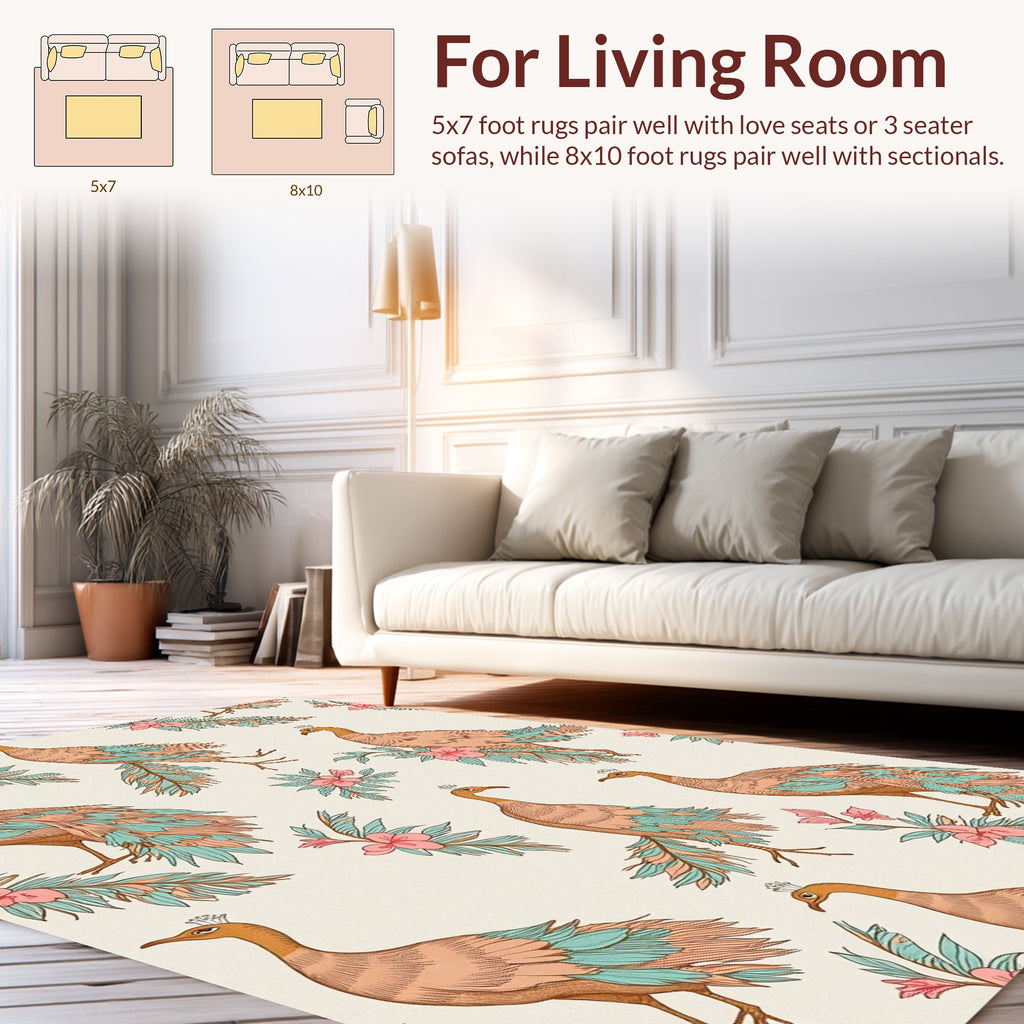 Peacock Floral Pattern Design Rug