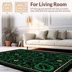 Mystical Green Serpent Floral Pattern Rug