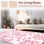 Abstract Pink Swirl Floral Pattern Rug