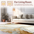 Swirling Gold Veined Marble Pattern Rug