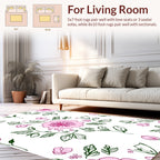 Pink Floral Sketch With Butterflies Rug